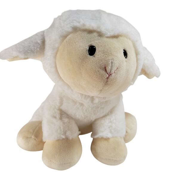White Lamb Plush Stuffed Animal Soft Fleece 10" Laying Cuddly Toy Gund - Picture 15 of 16